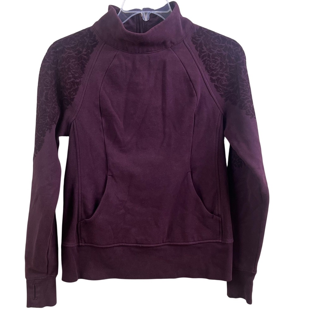Lululemon 1/4 Zip Burgundy Performance Flocked Roses Jacket Special‎ Edition 8
